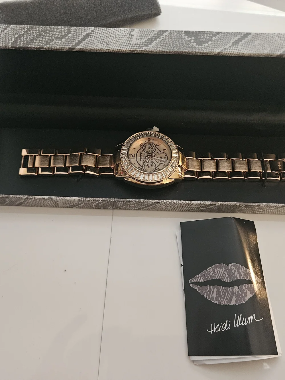 Wildlide By Heidi Klum Gold-Tone Crystal Bezel Bracelet Watch